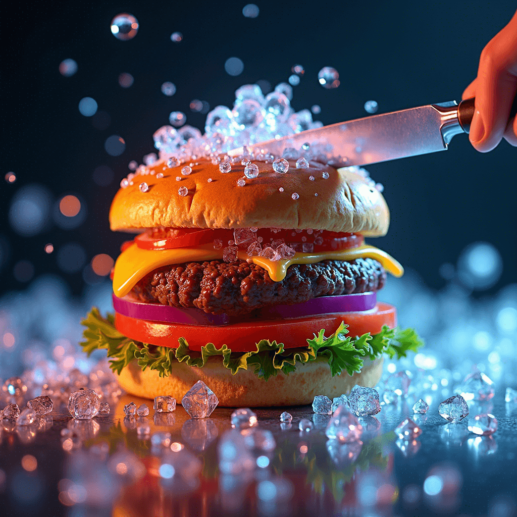 Crystal Burger Cutting Crystal Burger Cutting